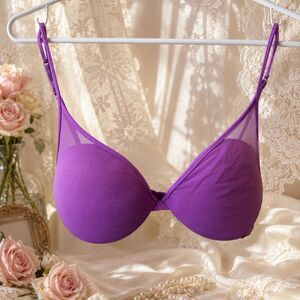 La Perla Purple Sheer Mesh Underwire Bra Italy Designer Lingerie 36 B/C Plunge